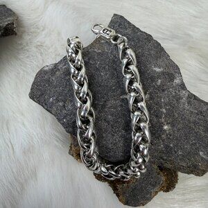 Etienne Aigner Silver Tone Chunky Chain Link Bracelet 8-9"